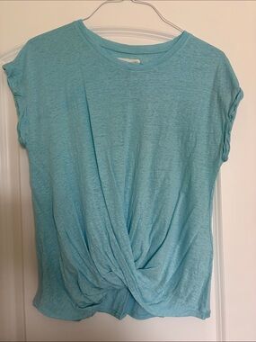 LOFT Aqua Twist-Front Short Sleeve Tee